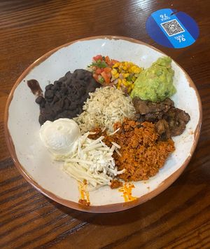 vegan bowl w chorizo and mushrooms   at Universal Studios - Cafe La Bamba in Orlando