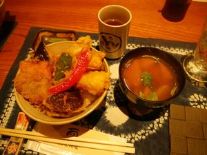 Vegan tempura (without egg) at Harada Tofu Shop in Ashikaga