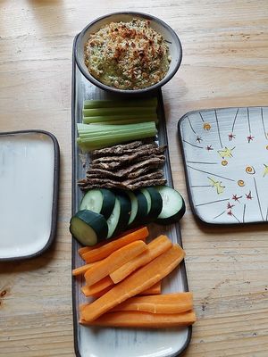 Artichoke dip with brazil nut parm, incredible at Superfresh Organic Cafe in Brattleboro