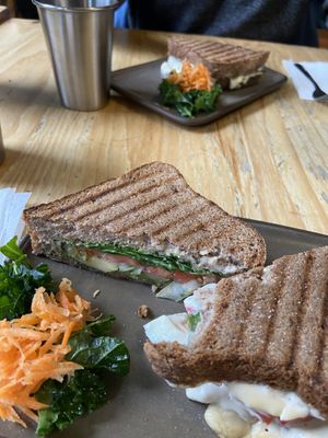 Deluxe and pesto grilled cheesee  at Superfresh Organic Cafe in Brattleboro