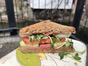 Beet Sandwich  at Superfresh Organic Cafe in Brattleboro