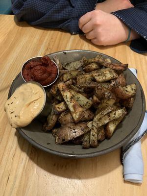 Fries with fermented ketchup and chipotle aioli ?  at Superfresh Organic Cafe in Brattleboro
