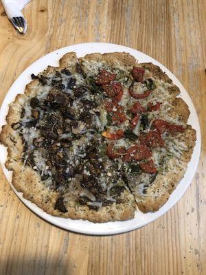 half and half pizza 12” pizza for two☺️ at Superfresh Organic Cafe in Brattleboro