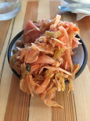 Delish house made kimchi at Superfresh Organic Cafe in Brattleboro