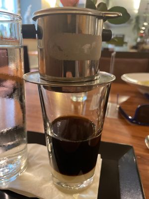 Vietnamese Coffee with condensed soy milk  at Vevi Restaurant III in Vienna