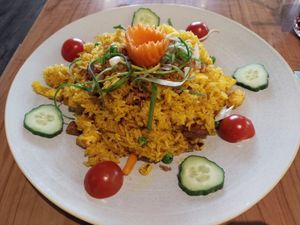 Gebratener Reis mit Gemüse und Tofu at Vevi Restaurant III in Vienna