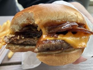 Western BBQ burger  at Dada's Plant-Based Burgers & Breakfast in Seattle