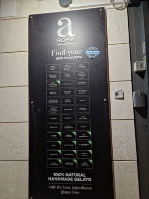 Menu at aROMA Gelato in Baska