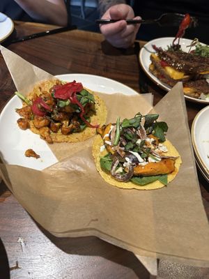 Two of the taco options, delicious and filling  at Dharma Bums in New Hope