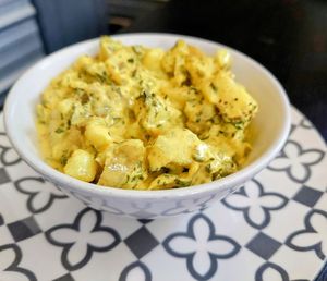 Potato salad with lots of turmeric, yum at Flatbelly Veg in Erdenheim