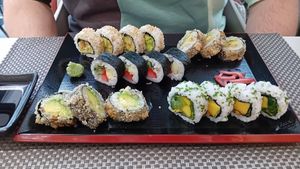 16 pcs veggie sushi, fried, fresh, sweet and savory at Umami Don in Funchal