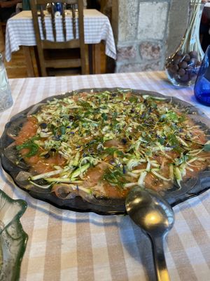 Tomato carpaccio    at Casa Xurde in Las Arenas