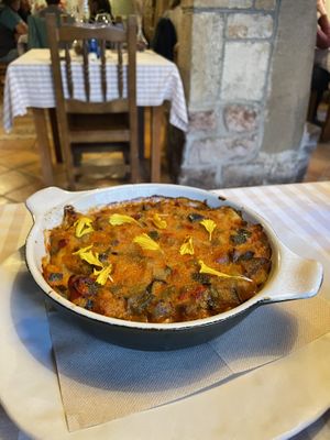 Leek casserole could use some serious salt and seasoning   at Casa Xurde in Las Arenas