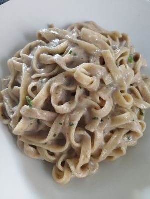 Tagliatelle with mushrooms cream at Suraja Cafè in Arcore