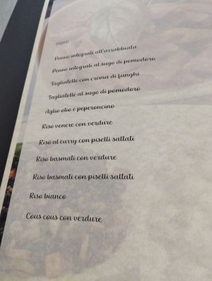 Menù primi at Suraja Cafè in Arcore