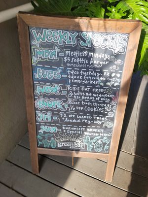 Weekly specials at Green Bar and Kitchen in Fort Lauderdale