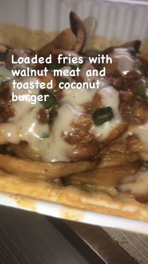 Loaded fries with walnut meat  at Green Bar and Kitchen in Fort Lauderdale
