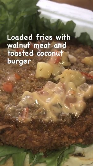 Toasted coconut burger w pineapple chutney & aioli  at Green Bar and Kitchen in Fort Lauderdale