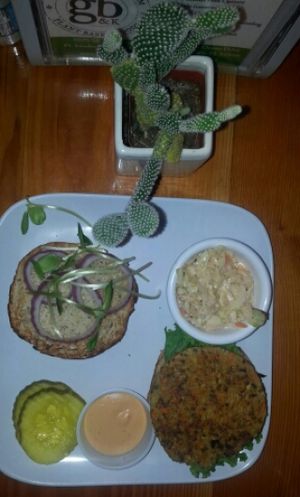 GBK burger (& cactus) at Green Bar and Kitchen in Fort Lauderdale