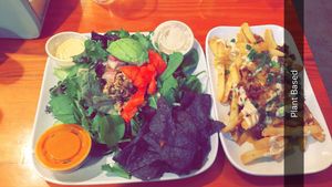 Salad and stuffed fries  at Green Bar and Kitchen in Fort Lauderdale