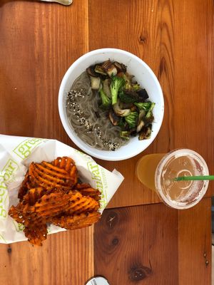 Sweet Potato Fries with Noodle Bowl at Green Bar and Kitchen in Fort Lauderdale