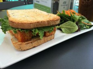 buffalo tempeh sandwich  at Green Bar and Kitchen in Fort Lauderdale