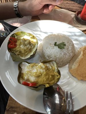 Paradise Amok (jackfruit curry dish) #Veganuary at Babel Guesthouse in Siem Reap