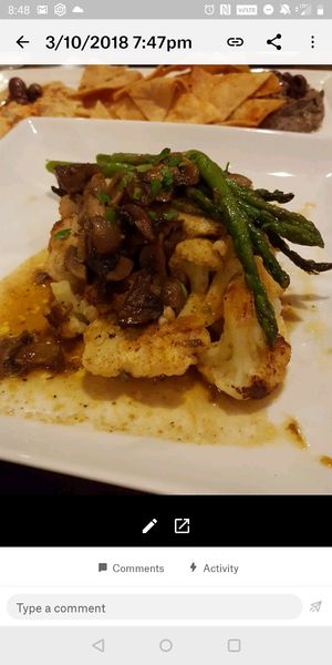 Cauliflower mashed potatoes with mushroom steak at Bauer's in Modesto
