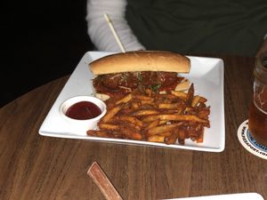 Meatball sub and fries at Bauer's in Modesto
