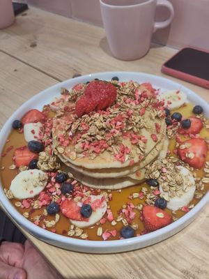 "Sunday" special pancakes with berries, banana and granola at Sunday Coffee & Kitchen in Guisborough
