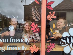 Window decorations at Sunday Coffee & Kitchen in Guisborough