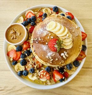 Breakfast at Sundays pancake stack   at Sunday Coffee & Kitchen in Guisborough