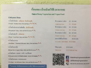 Menu at Ruean Thong Veg Food in Hua Hin