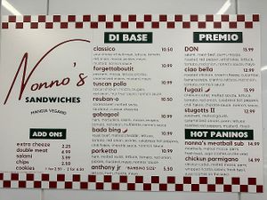 Current Menu at Nonno's Plant-Based Butcher in Hamilton
