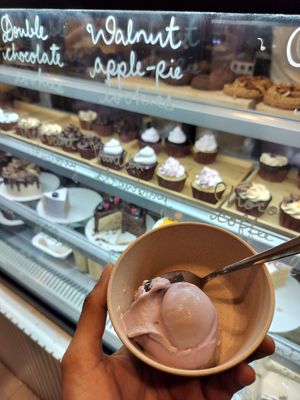 vegan blackcurrant ice cream at Pibbles Bakery in Bangalore