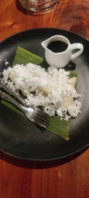 Lupi: sticky rice, coconut and palm sugar syrup at Tabo Cottages in Samosir