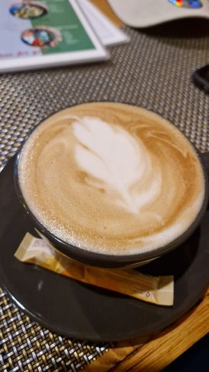 Cappucino available with Oat, Almond or Coconut milk at All Vegan Cafe' Restaurant in Phuket