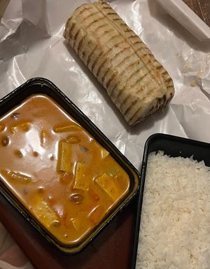 Falafel Burrito and Massaman Curry   at All Vegan Cafe' Restaurant in Phuket