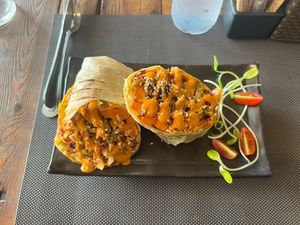 Sweet potato falafel burritoos  at All Vegan Cafe' Restaurant in Phuket