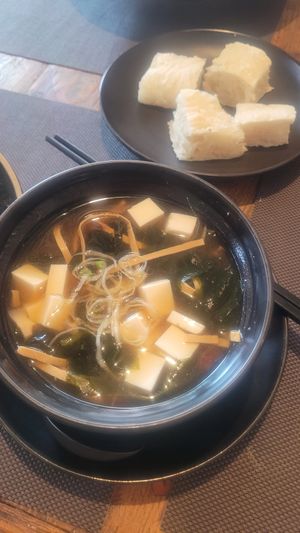 Miso soup was hyper yummy! at All Vegan Cafe' Restaurant in Phuket