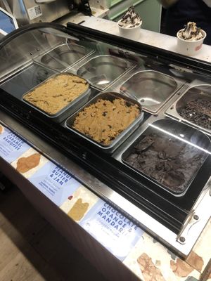 Dough flavours (very fun  combo’s).  at After School Cookie Club - Borough Yards in London