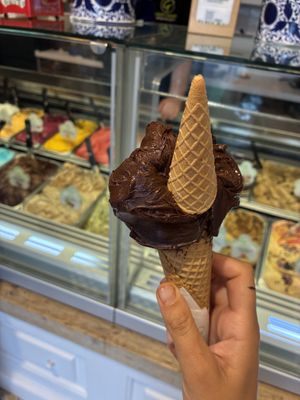 Vegan Nutella, looked good but tasted bad  at Gelateria Green Garden  in Naples