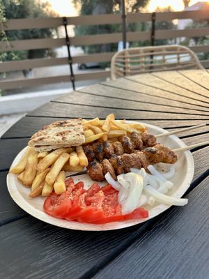 It’s so delicious, vegan souvlaki  at Glifada Casual Food, Cafe and Mini Market in Corfu