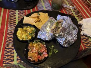 Veggie burrito without cheese  at Taco y Chela in Santa Marta