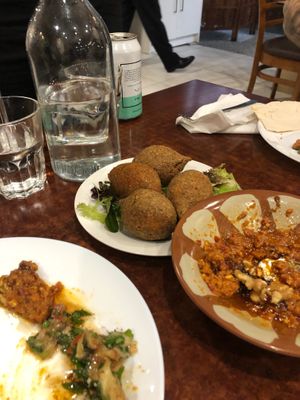 Veg kibbeh and Muhammara  at Shamiat Authentic Syrian Restaurant in Northcote