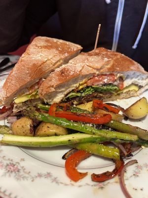 Sausage panini with veggies on the side  at Vida Cafe in Fort Worth