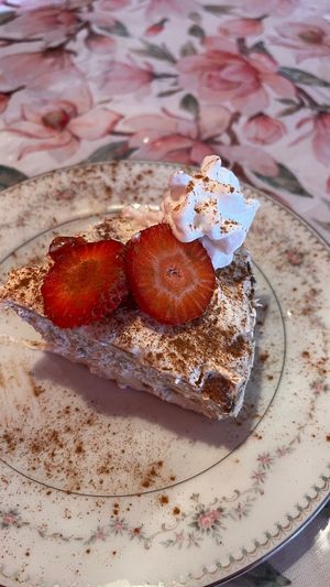 Dessert with cream and cinnamon   at Vida Cafe in Fort Worth