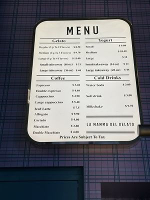 Menu  at Anita Gelato  in New York City