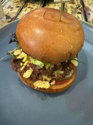 Vegan smash burgerr  at Soul Garden Glebe in Glebe
