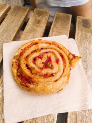 Pizza roll at More Bakery & Cafe in Budapest
